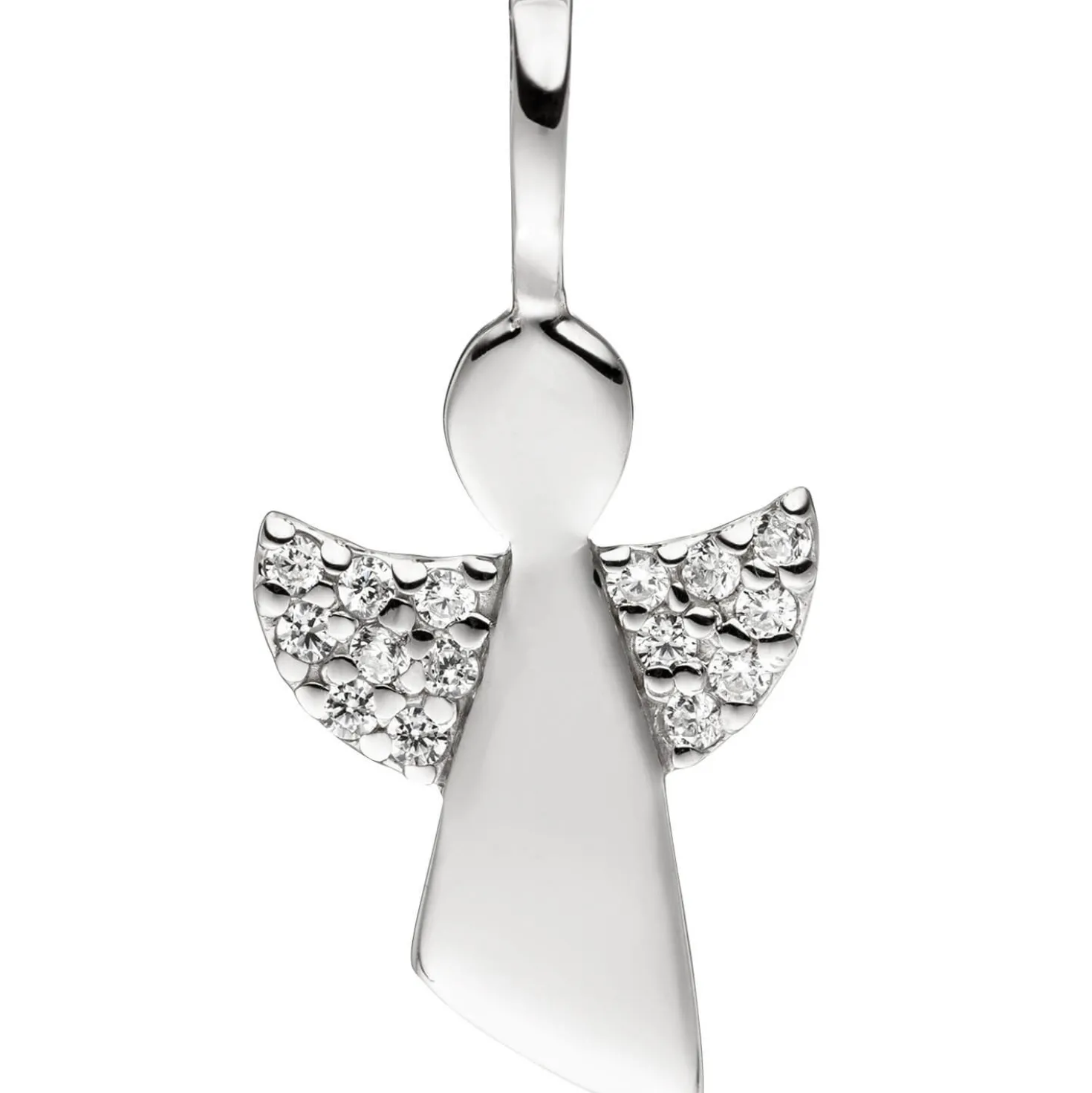 Anhänger mit Halskette Engel Schutzengel mit Zirkonia 925 Silber 42cm für Kinder
