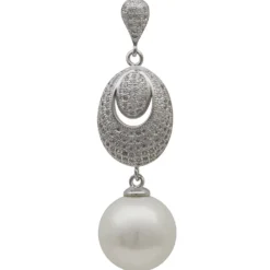 Anhänger mit Perle Muschelkernperle & viel Zirkonia weiß 925 Silber Damen