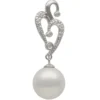 Anhänger mit Perle weiß Muschelkernperle 14mm & Zirkonia 925 Silber Damen