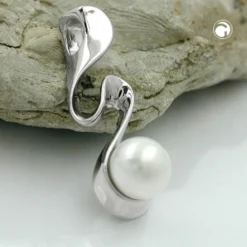 Anhänger mit Süßwasser Zuchtperle 6mm weiß 925 Silber rhodiniert