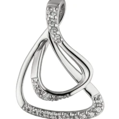 Anhänger mit 20 Zirkonia weiß 925 Silber rhodiniert 25,7x18,8mm Halsschmuck