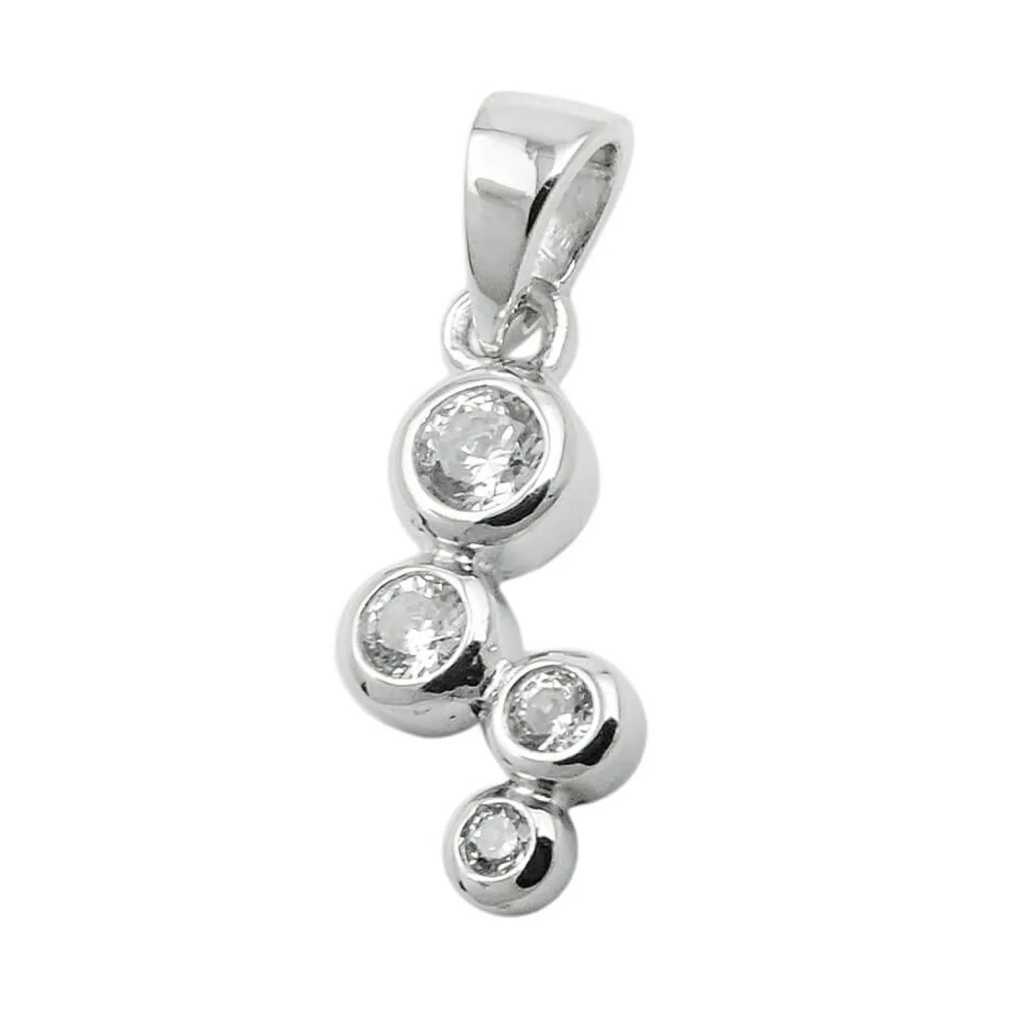Anhänger mit 4 Zirkonia weiß 12x6mm aus 925 Silber rhodiniert glänzend