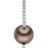 Anhänger 24,9mm braune synthetische Perle & Zirkonia 925 Silber Perlenanhänger