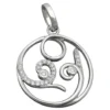 Anhänger 26mm Kreis mit Muster Zirkonia weiß 925 Silber Sterlingsilber Damen
