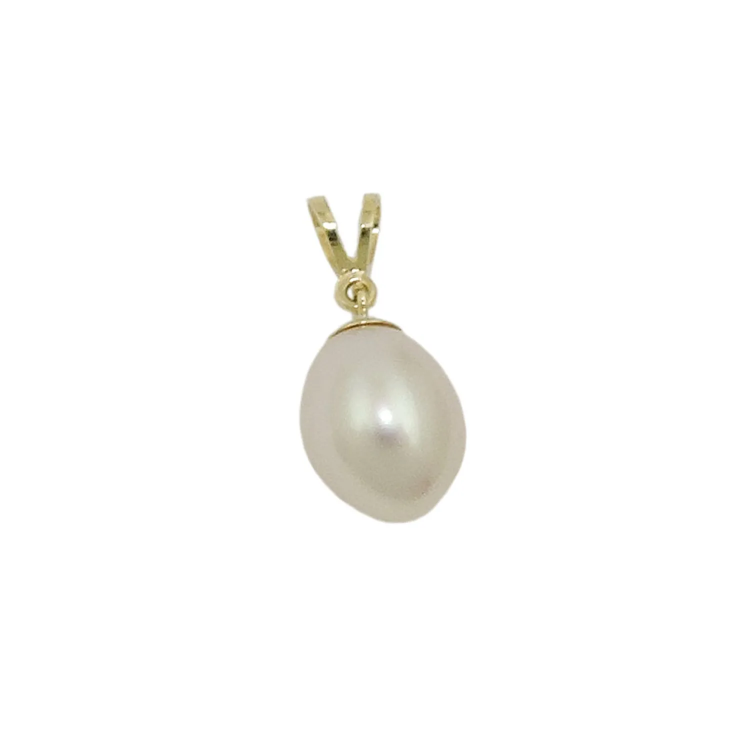 Anhänger 18mm mit Perle Süßwasser-Zuchtperle oval 375 Gold Gelbgold Goldanhänger