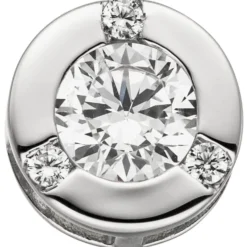 Anhänger 10mm mit 4 Zirkonia weiß 925 Silber rhodiniert Halsschmuck Damen