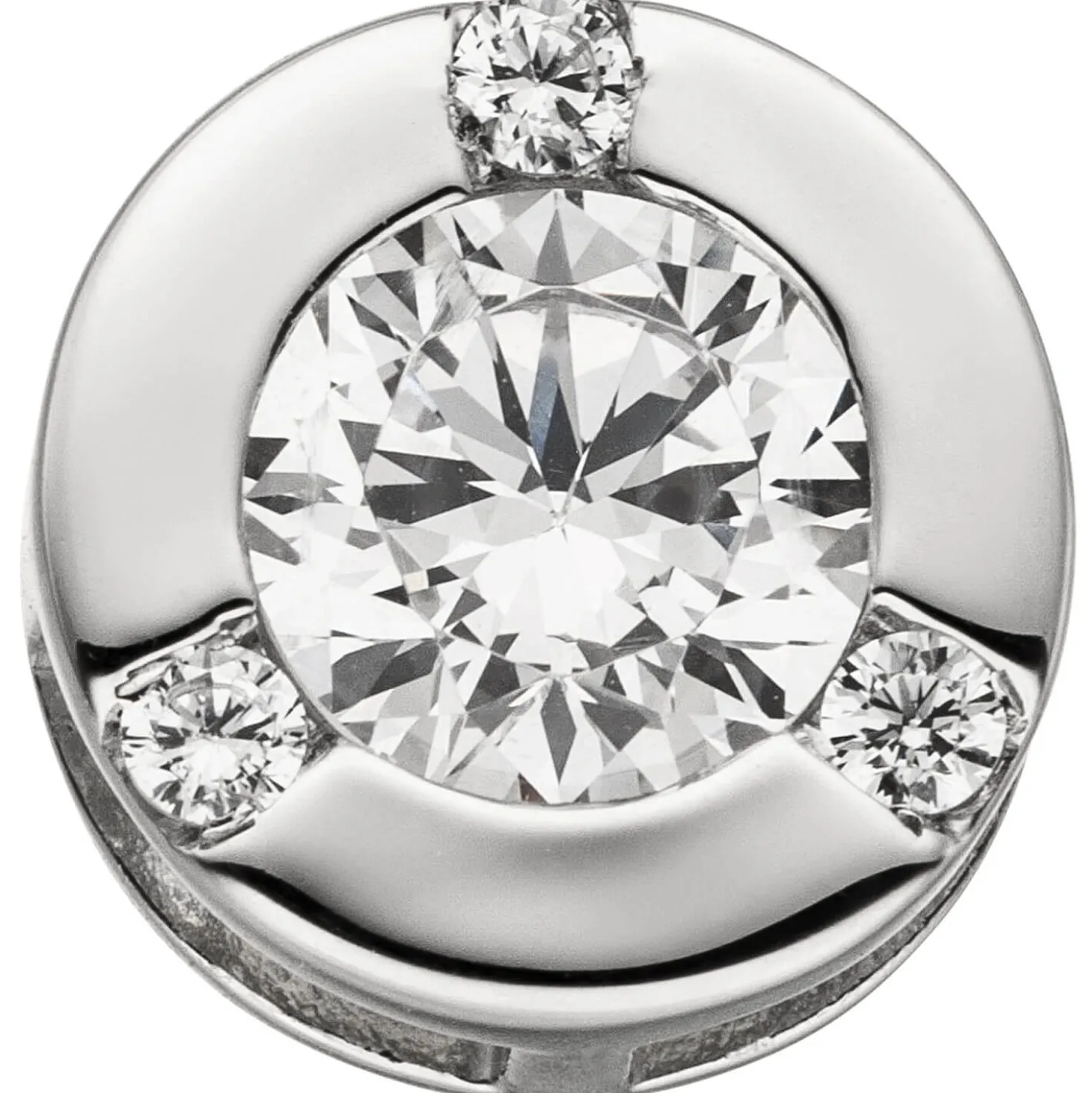 Anhänger 10mm mit 4 Zirkonia weiß 925 Silber rhodiniert Halsschmuck Damen