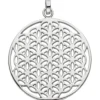 Anhänger 30,5mm runder Halsschmuck mit Ornament-Muster aus 925 Silber rhodiniert