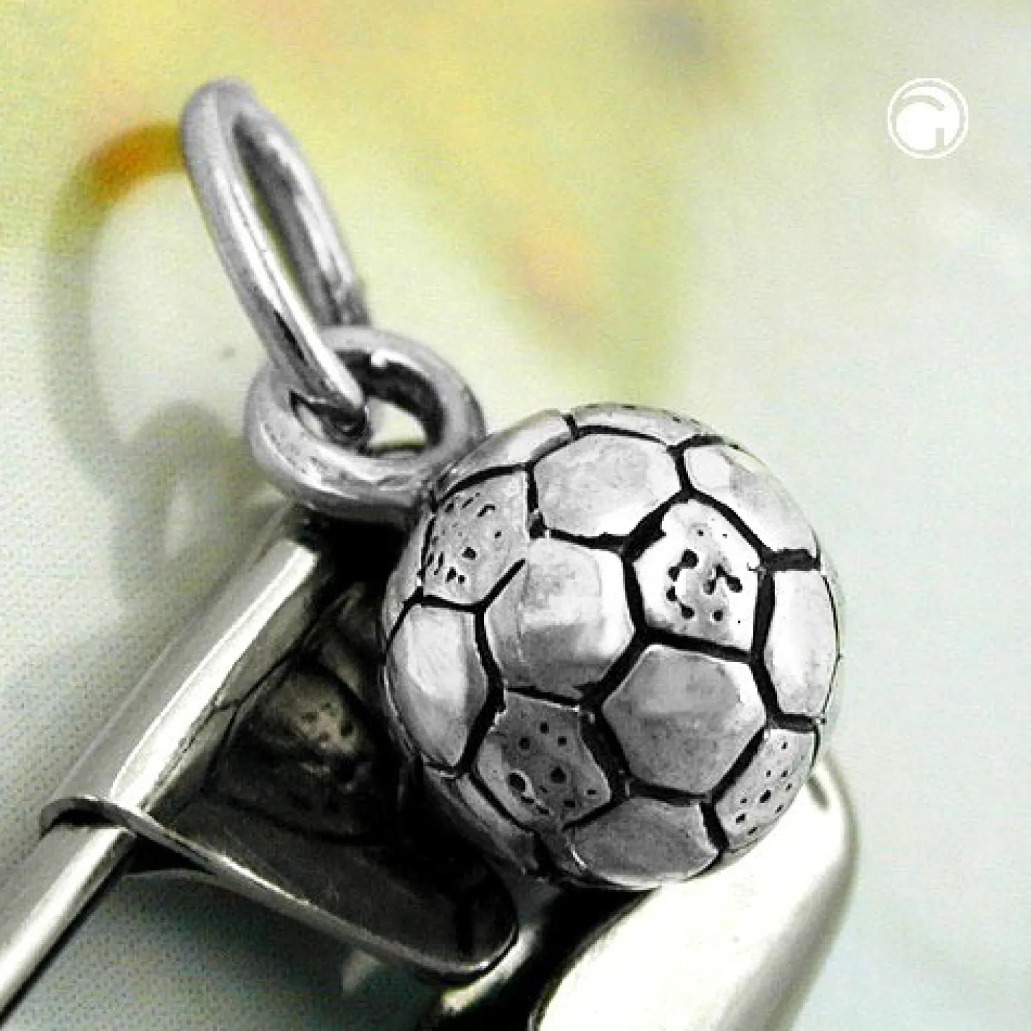 Anhänger 7mm Silberanhänger Fußball geschwärzt 925 Silber Kinder