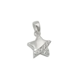 Anhänger 9mm Stern Sternchen mit 5 Spitzen weiße Zirkonia 925 Silber Halsschmuck
