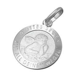 Anhänger 12mm Taufanhänger Medaille Engel aus echtem 925 Silber für Kinder