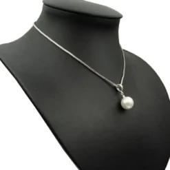 Anhänger, Muschelkernperle & 925er Silber, creme weiß, Ø 14mm