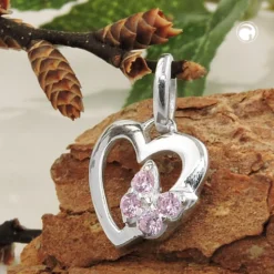 Anhänger offenes Herz Herzchen mit Schmetterling am Rand Zirkonia 925 Silber