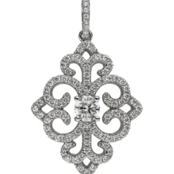 Anhänger Ornament mit 89 Zirkonia 925 Silber rhodiniert 28,9x21,7mm Halsschmuck