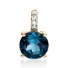 Anhänger 750 Rotgold Topas 2,21ct London Blue 4 Brillanten 0,06ct TW-SI 13,8x8mm