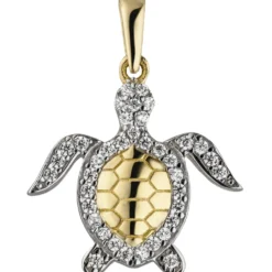 Anhänger Schildkröte 38 Zirkonia 333 Gold Gelbgold teilrhodiniert 17,5x16,4mm