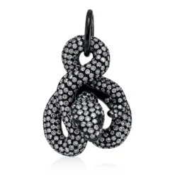 Anhänger Schlange aus 750 Weißgold 2 Tsavorithe 0,05ct grün mit Brillanten