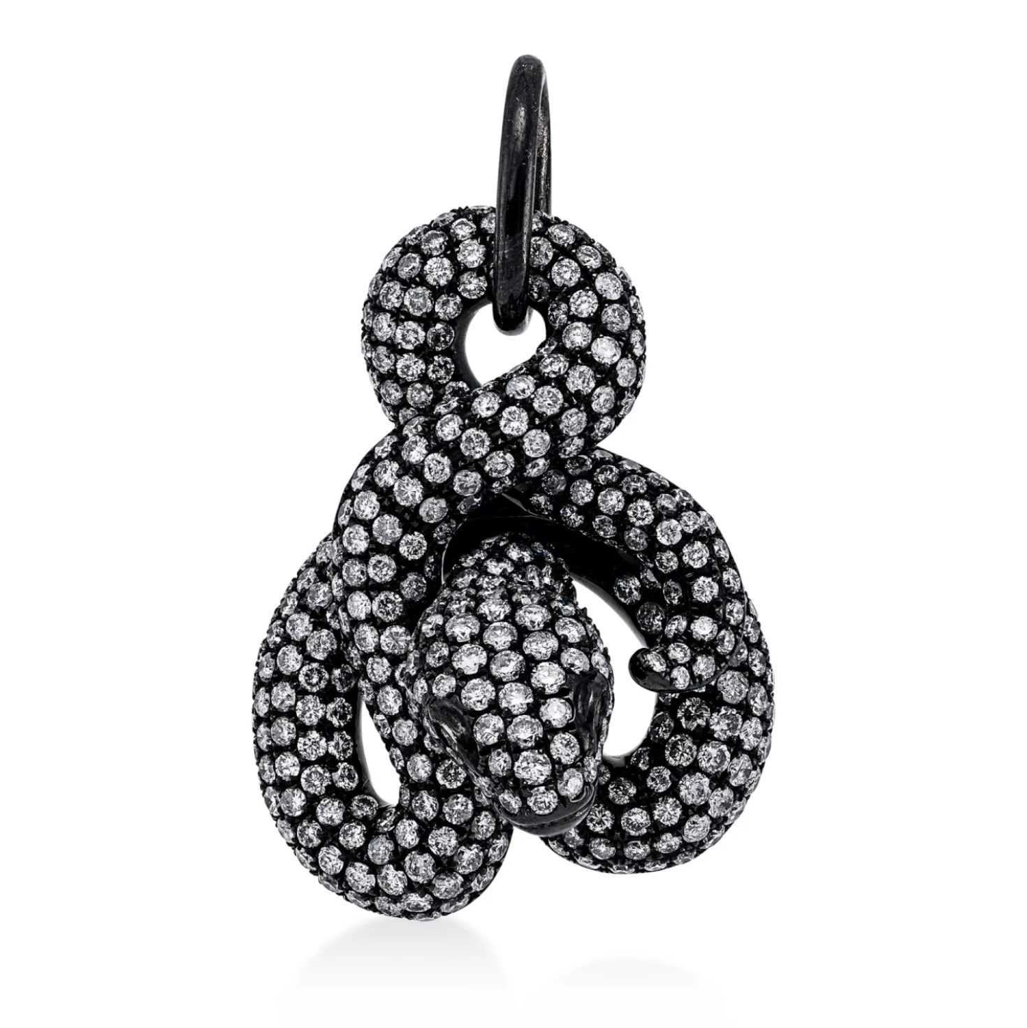 Anhänger Schlange aus 750 Weißgold 2 Tsavorithe 0,05ct grün mit Brillanten