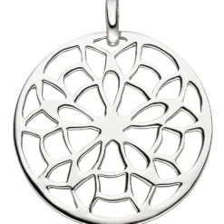 Anhänger Silberanhänger mit Muster Blume Kreis mit Netz 925 Silber rund