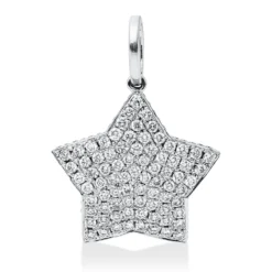 Anhänger Stern aus 750 Weißgold 80 Brillanten 0,82ct TW-VSI/SI 26,5x19mm mit Öse