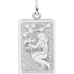 Anhänger Sternzeichen Jungfrau aus 925 Silber mattiert rechteckig 20,8x12,1mm