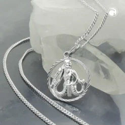 Anhänger Sternzeichen Wassermann mit 1,4mm Flachpanzer-Kette aus 925 Silber 45cm