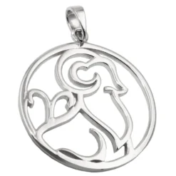 Anhänger Sternzeichen Widder 21mm aus 925 Silber rhodiniert glänzend