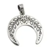 Anhänger Viertelmond Mondsichel mit Blumen 17x18mm aus 925 Silber geschwärzt