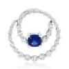 Anhänger 750 Weißgold Saphir 0,45ct blau 30 Brillanten 0,56ct TW-SI 17,5x17,8mm