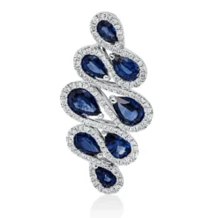 Anhänger 750 Weißgold 8 Saphire 4,04ct blau 121 Brillanten 0,53ct TW-SI 34,7x17mm