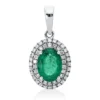 Anhänger 750 Weißgold Smaragd 0,93ct grün 50 Brillanten 0,15ct TW-SI 17,2x9mm