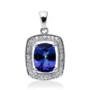 Anhänger 750 Weißgold Tansanit 2,13ct blau 32 Brillanten 0,17ct F-SI 21,3x12,5mm