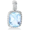 Anhänger 750 Weißgold Topas 4,3ct skyblue 44 Brillanten 0,21ct TW-SI 18,9x10,3mm