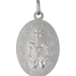 Anhänger 15,3x23,1mm Amulett Milagrosa oval 925 Silber rhodiniert teilmattiert