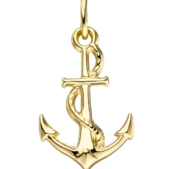 Anhänger 14,3x22,4mm Anker Schiffsanker mit Seil aus echtem 333 Gold Gelbgold