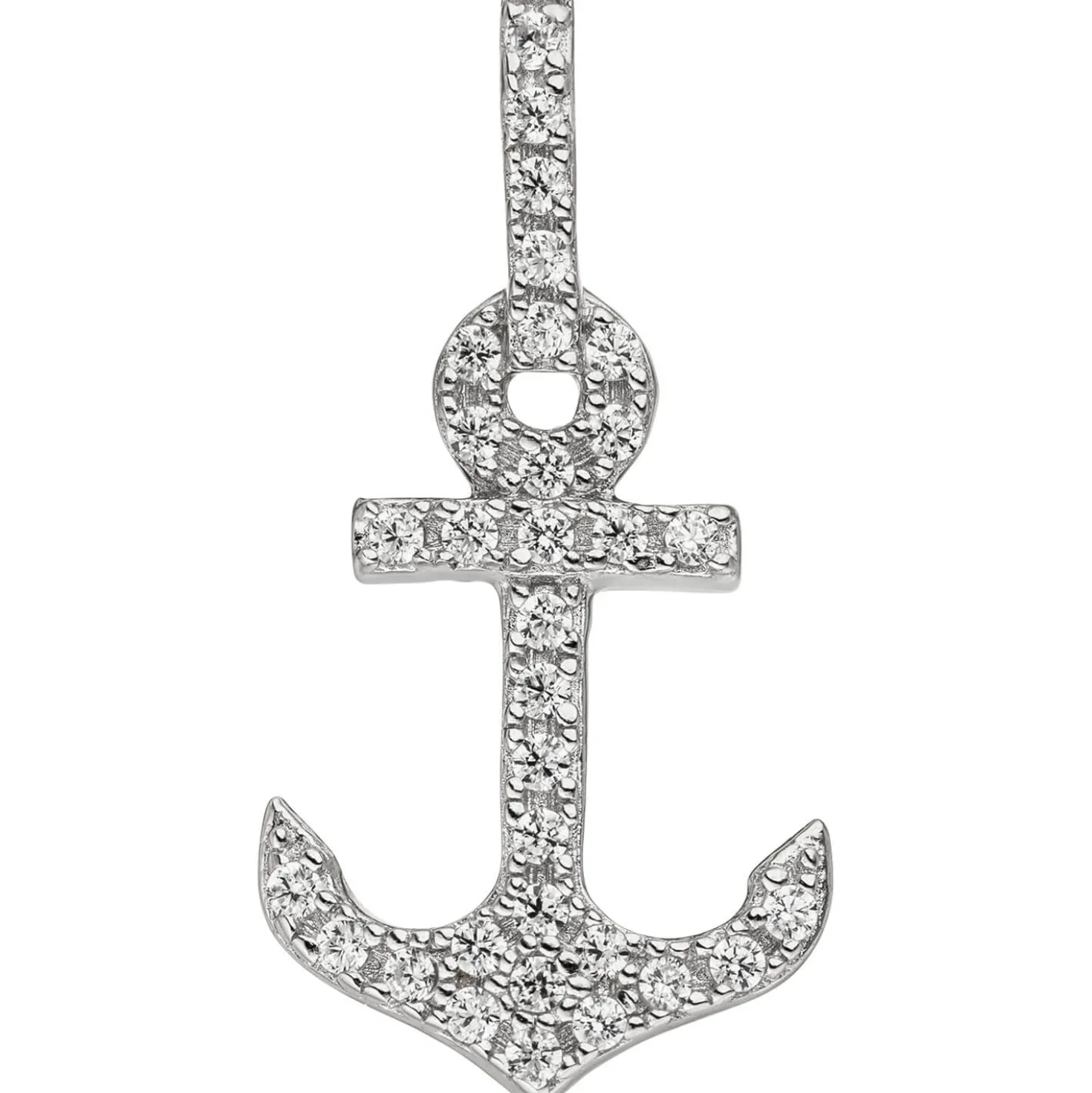 Anhänger 10x19,7mm Anker Schifsanker mit weißen Zirkonia 925 Silber rhodiniert