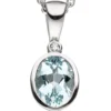 Anhänger 7,3x18mm Aquamarin & Diamant 0.01Ct W/SI 585 Weißgold Solitär hellblau