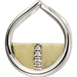 Anhänger 14,3x16,3mm aus 585 Gelbgold & Weißgold mit 4 Brillanten 0,02ct