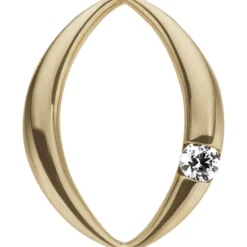 Anhänger 12,3x15,6mm aus 585 Gold Gelbgold mit Diamant Brillant 0,07ct oval