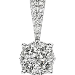Anhänger 6,4x13,9mm aus 585 Gold Weißgold mit 18 Diamanten 0,36 Ct