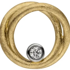 Anhänger 15,9x15,2mm aus 2 Kreisen 585 Gold Gelbgold Diamant 0,07 Ct rund