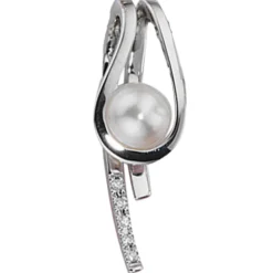 Anhänger 9,9x29,3mm aus Perle & Diamanten 0.04Ct Brillanten 585 Weißgold