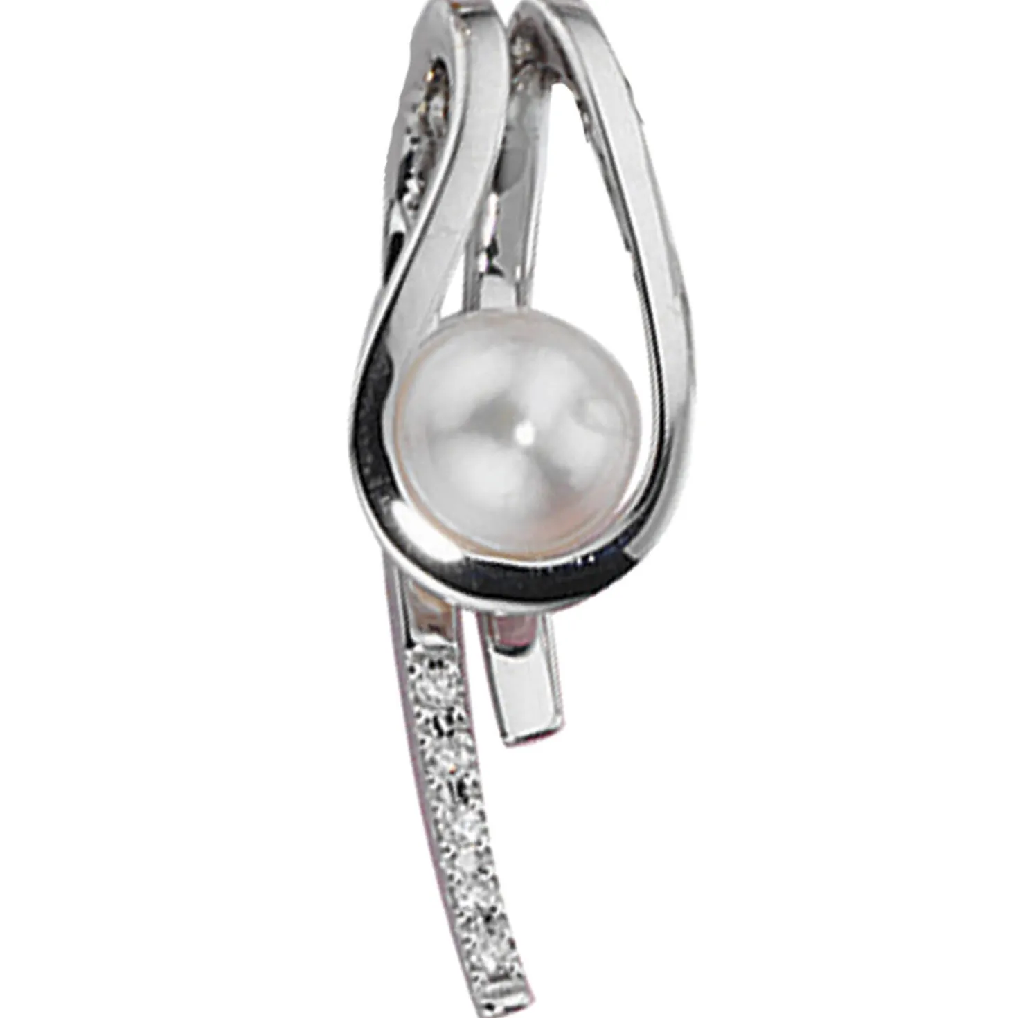 Anhänger 9,9x29,3mm aus Perle & Diamanten 0.04Ct Brillanten 585 Weißgold