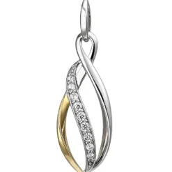Anhänger 10,9x28mm aus 925 Silber bicolor vergoldet 9 Zirkonia Silberanhänger