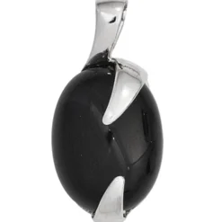Anhänger 12x23,9mm aus 925 Silber Edelstein Onyx oval glatt glänzend Damen