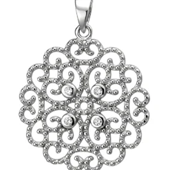 Anhänger 20,6x23,1mm aus 925 Silber mit 4 weißen Zirkonia mit Ornament