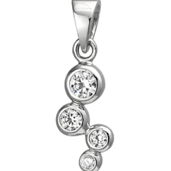 Anhänger 5,6x13,8mm aus 925 Silber mit 4 Zirkonia Silberanhänger Zick-Zack
