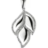 Anhänger 18,8x31,7mm Blätter aus 925 Silber mit 81 Zirkonia Halschmuck glänzend
