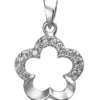 Anhänger 13x15,1mm Blume aus 925 Silber mit 14 Zirkonia Halsschmuck rhodiniert