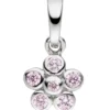 Anhänger 7,3x9,4mm Blume aus 925 Silber mit 6 Zirkonia rosa Mädchen Kinder